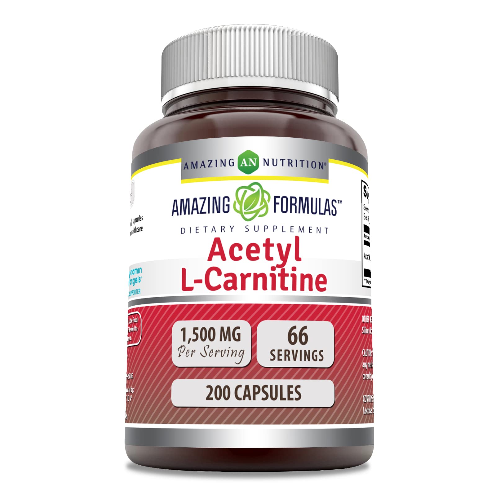 Amazing Formulas Acetyl-Acetyl HCI 1500 Mg – Vegetarian Capsules, Non-GMO, Gluten Free, Made in USA