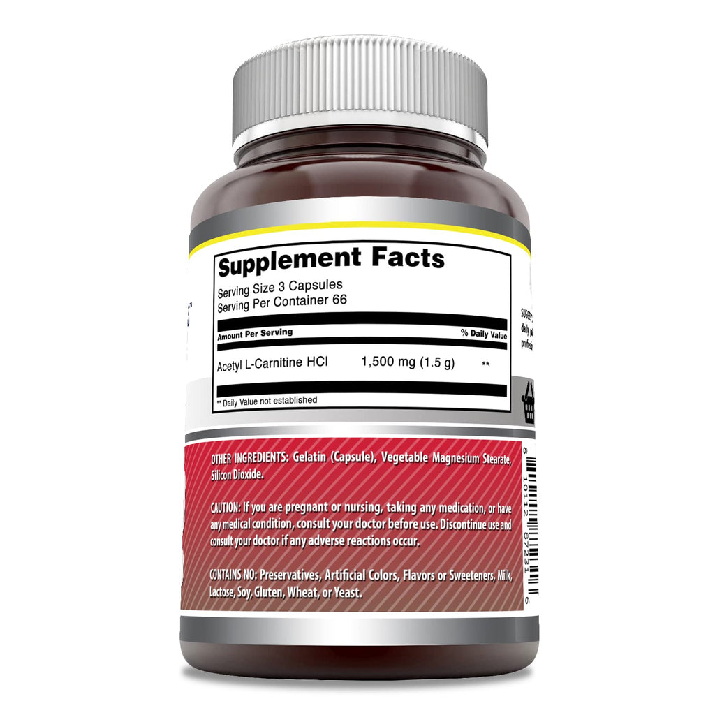 Amazing Formulas Acetyl-Acetyl HCI 1500 Mg – Vegetarian Capsules, Non-GMO, Gluten Free, Made in USA