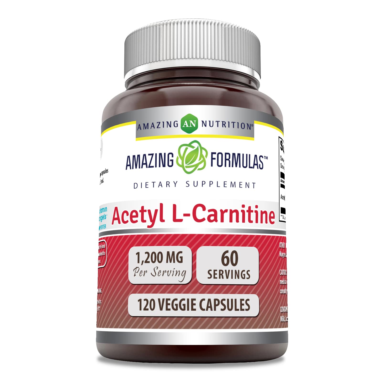 Amazing Formulas Acetyl L-Carnitine 1200 Mg – 120 Veggie Capsules | Made in USA
