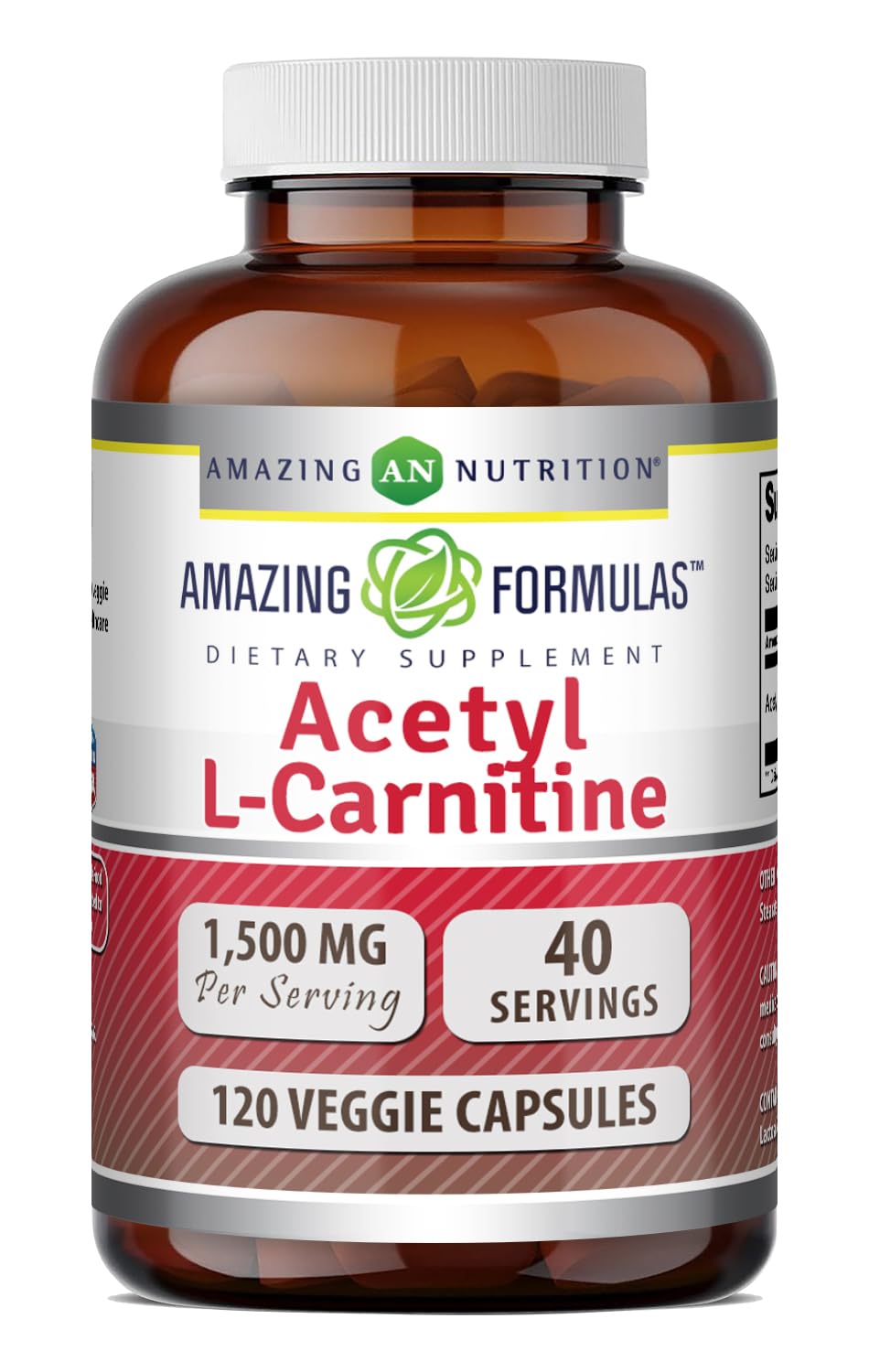 Amazing Formulas Acetyl L-Carnitine 1500 mg per Serving – Vegetarian, Non-GMO, Gluten-Free | Made in USA