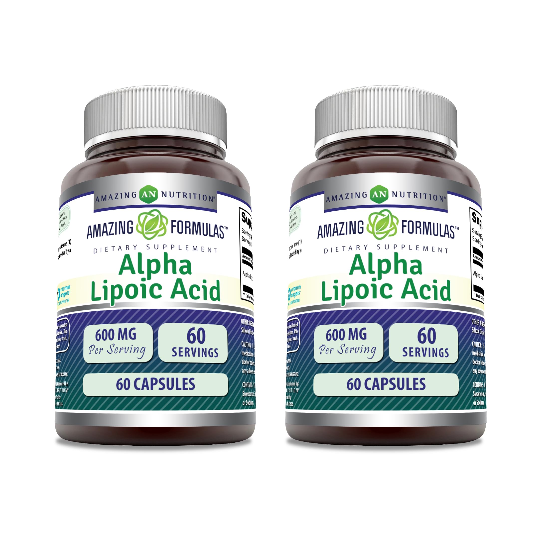 Amazing Formulas Alpha Lipoic Acid 600 mg – 60 Capsules | Non-GMO, Gluten Free | Made in USA | 2-Pack