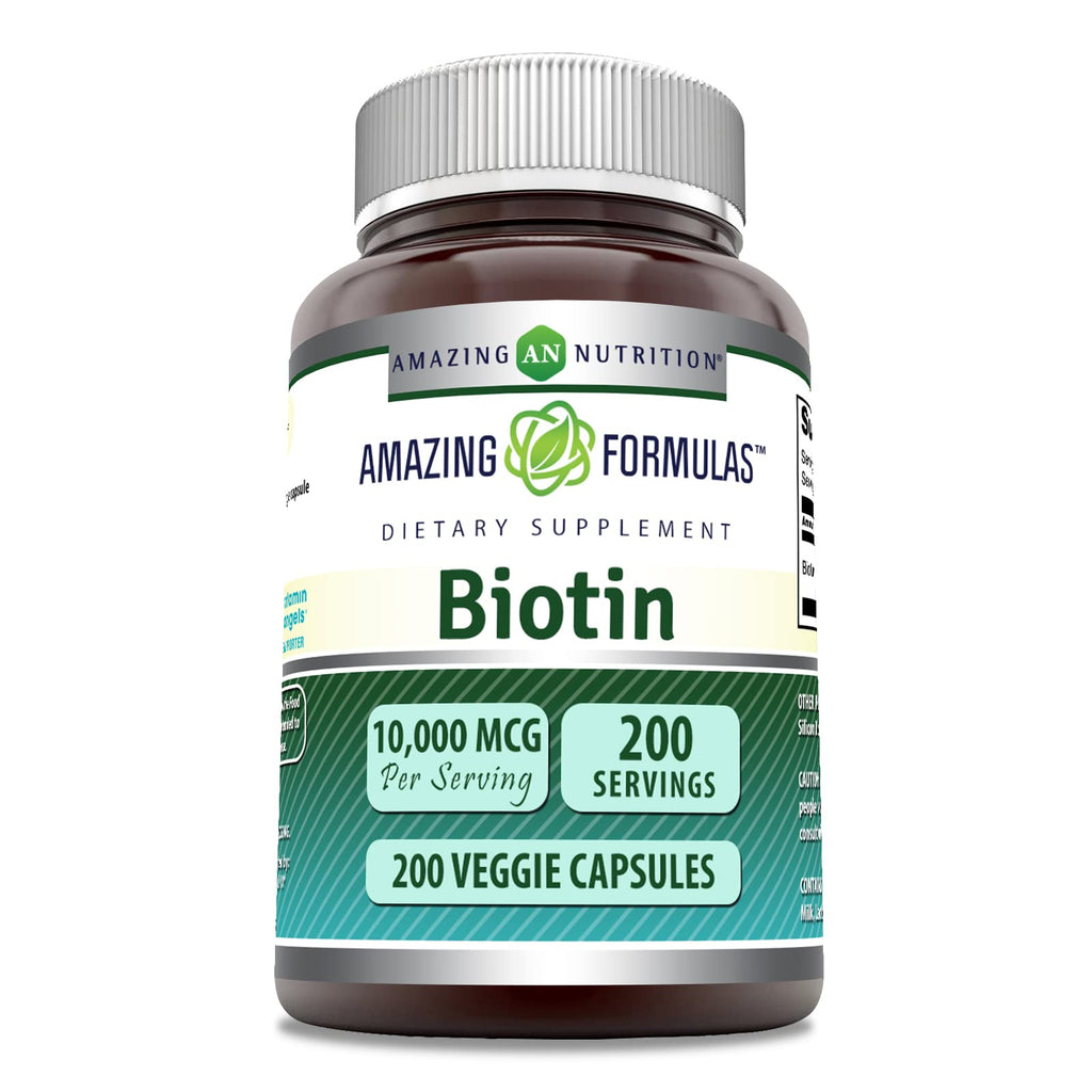 Amazing Formulas Biotin 10,000 mcg – 200 Veggie Capsules | Non-GMO, Gluten-Free, Made in USA