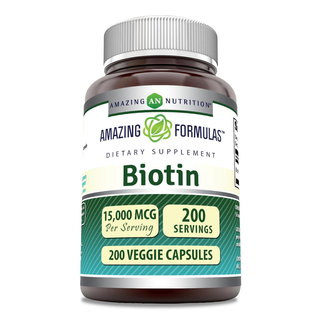 Amazing Formulas Biotin 15000 mcg - Supports Hair, Skin & Nails | 200 Capsules