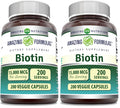 Amazing Formulas Biotin 15000 mcg – Supports Healthy Hair, Skin & Nails | 200 Capsules (Pack of 2)