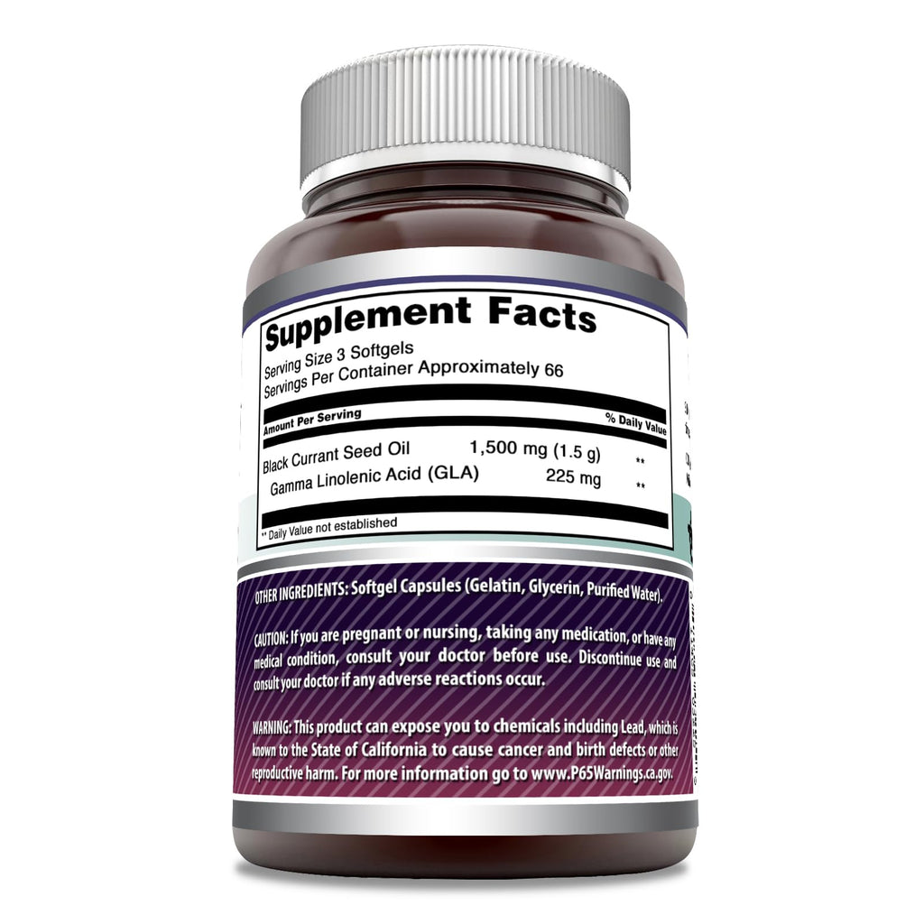 Amazing Formulas Black Currant Oil 1500 mg – Softgels, GLA, Non-GMO, Gluten Free
