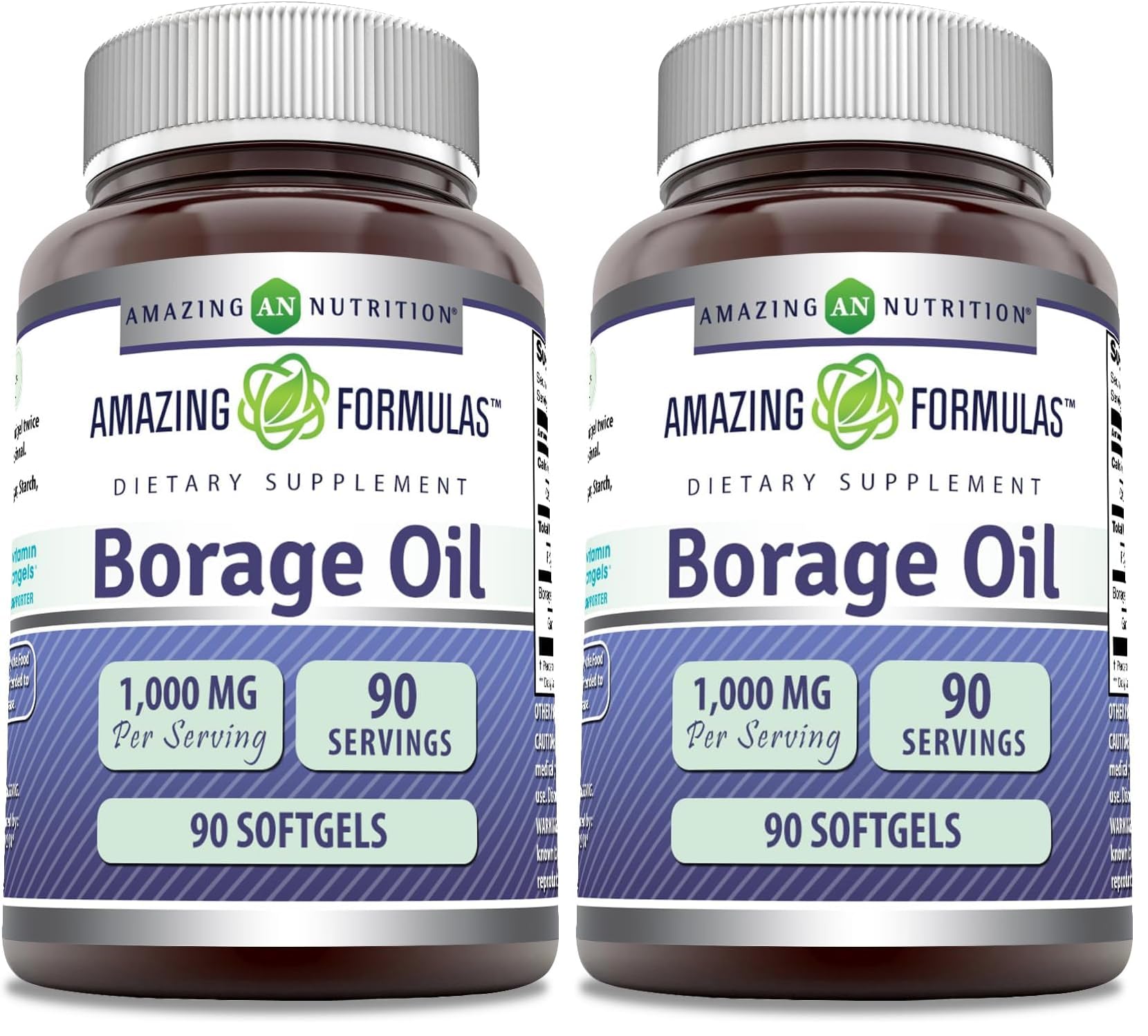 Amazing Formulas Borage Oil Supplement - 2000 mg per Serving | 2-Pack (90 Count) Softgels | Non-GMO, Gluten-Free | Made in USA