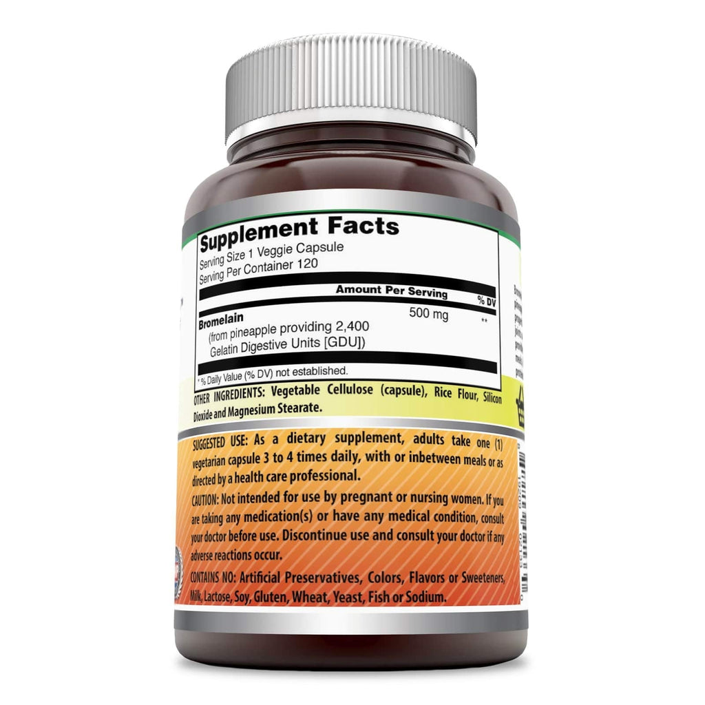 Amazing Formulas Bromelain Supplement - 500 mg, 2400 GDU, 120 Veggie Capsules (2 Pack)