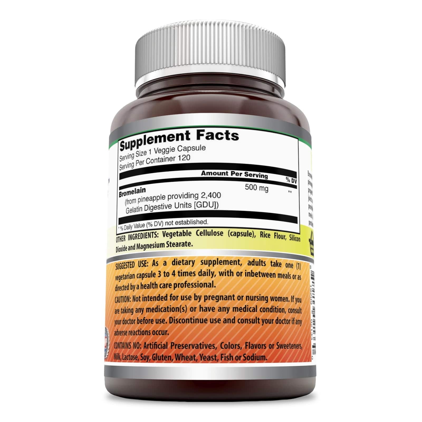Amazing Formulas Bromelain Supplement - 500 mg, 2400 GDU, 120 Veggie Capsules (2 Pack)