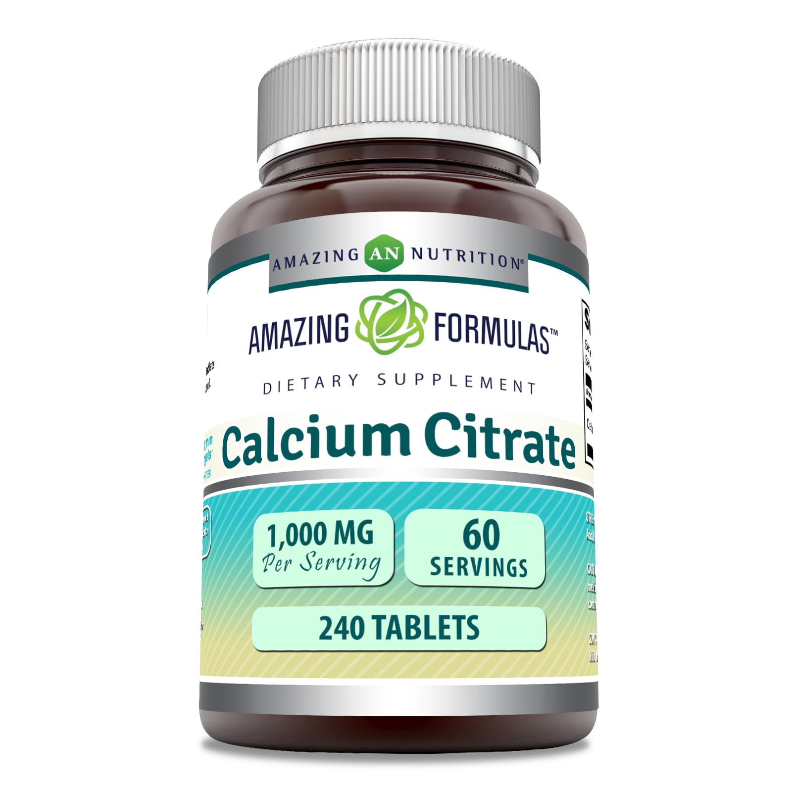 Calcium Citrate 1000 mg – 240 Count Tablets | Non-GMO, Gluten Free, Made in USA