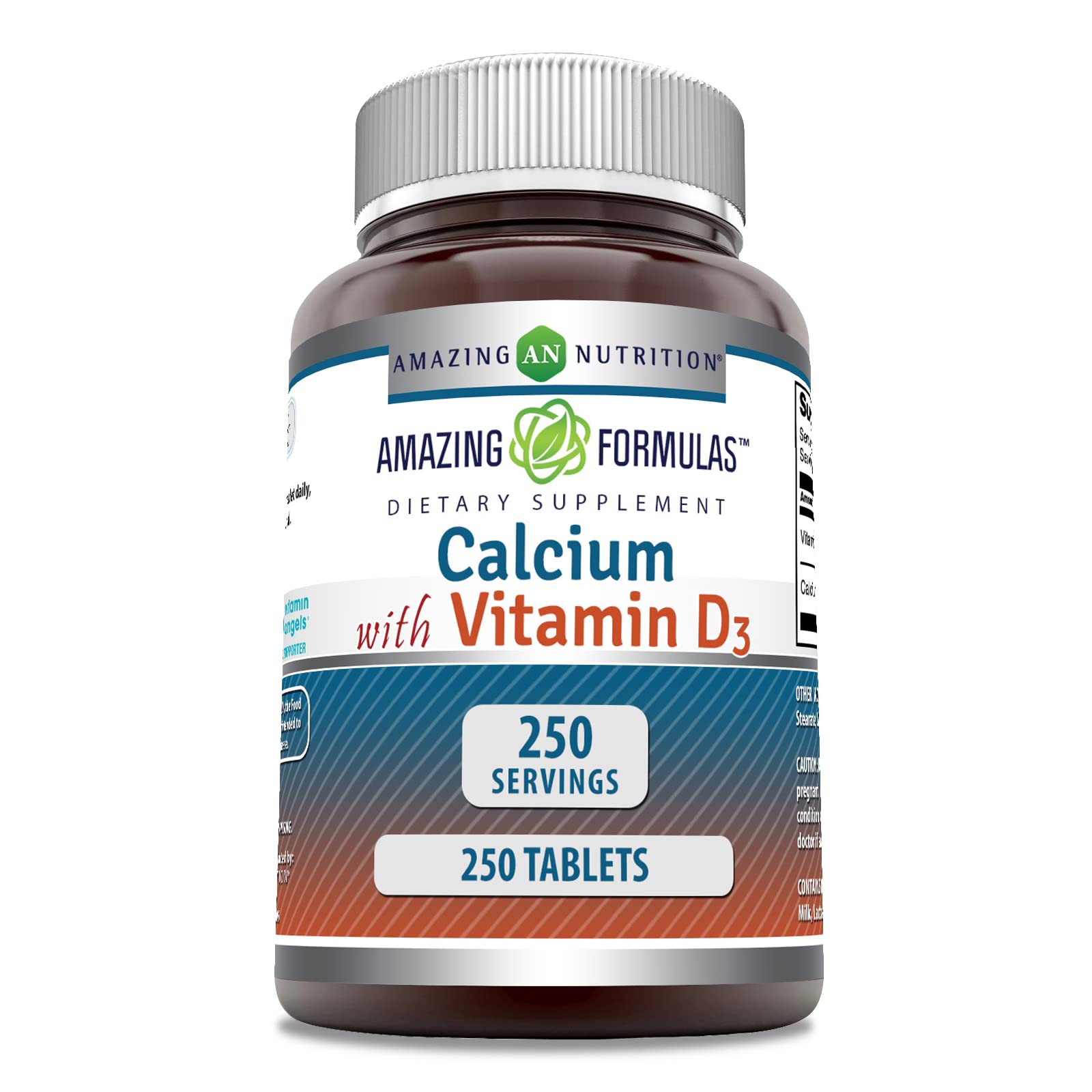 Amazing Formulas Calcium with Vitamin D3 - 250 Count, Non-GMO, Gluten-Free, Made in USA