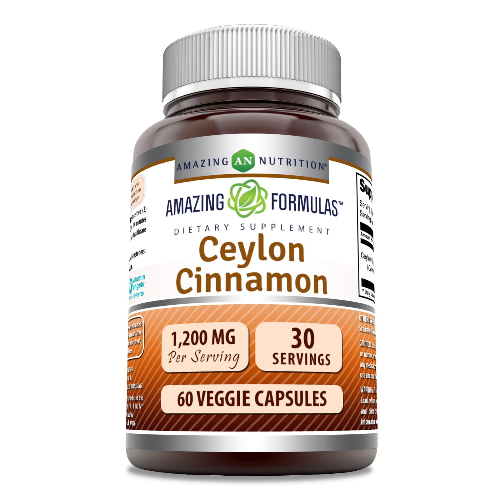 Amazing Formulas Ceylon Cinnamon 1200 mg – Veggie Capsules, Non-GMO, Gluten Free, Made in USA | 60 Count