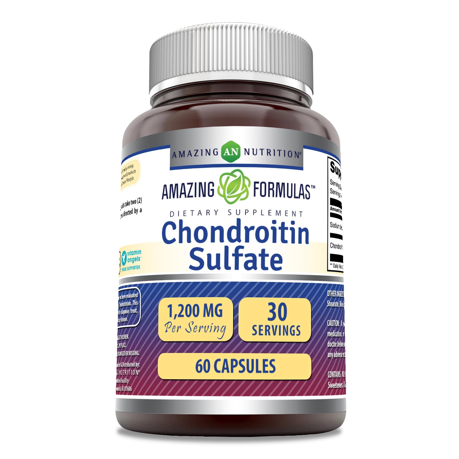 Amazing Formulas Chondroitin Sulfate 1200 mg - 60 Count Capsules | Non-GMO, Gluten Free, Made in USA
