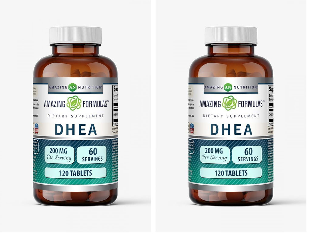 Amazing Formulas DHEA 200 mg - 120 Tablets - Pack of 2 | Non-GMO, Gluten-Free