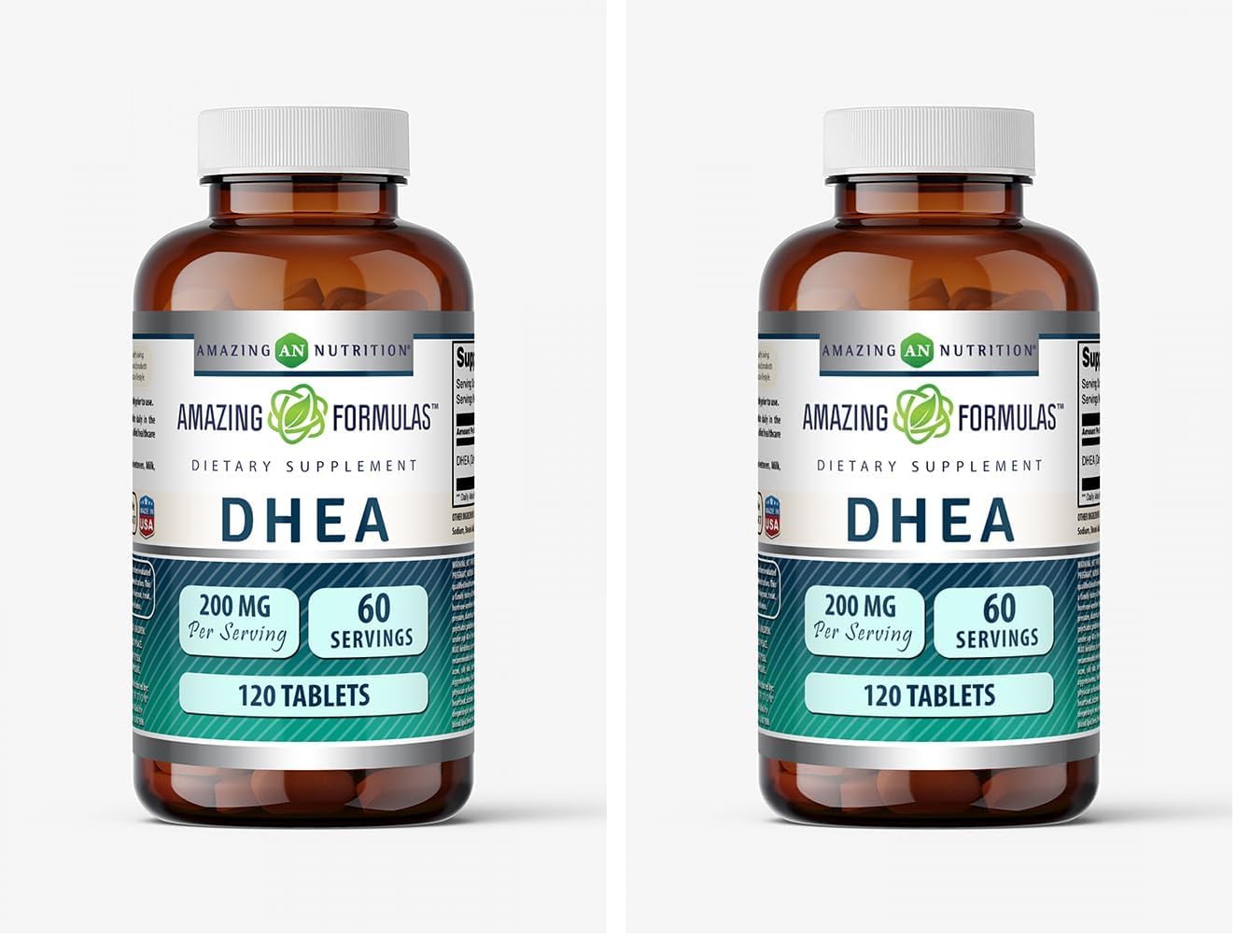 Amazing Formulas DHEA 200 mg - 120 Tablets - Pack of 2 | Non-GMO, Gluten-Free