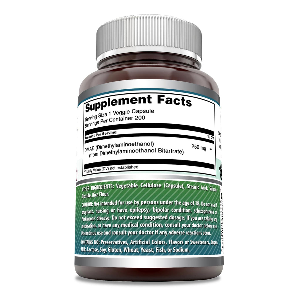 Amazing Formulas DMAE Supplement – 250 mg, Veggie Capsules | Non-GMO, Gluten-Free