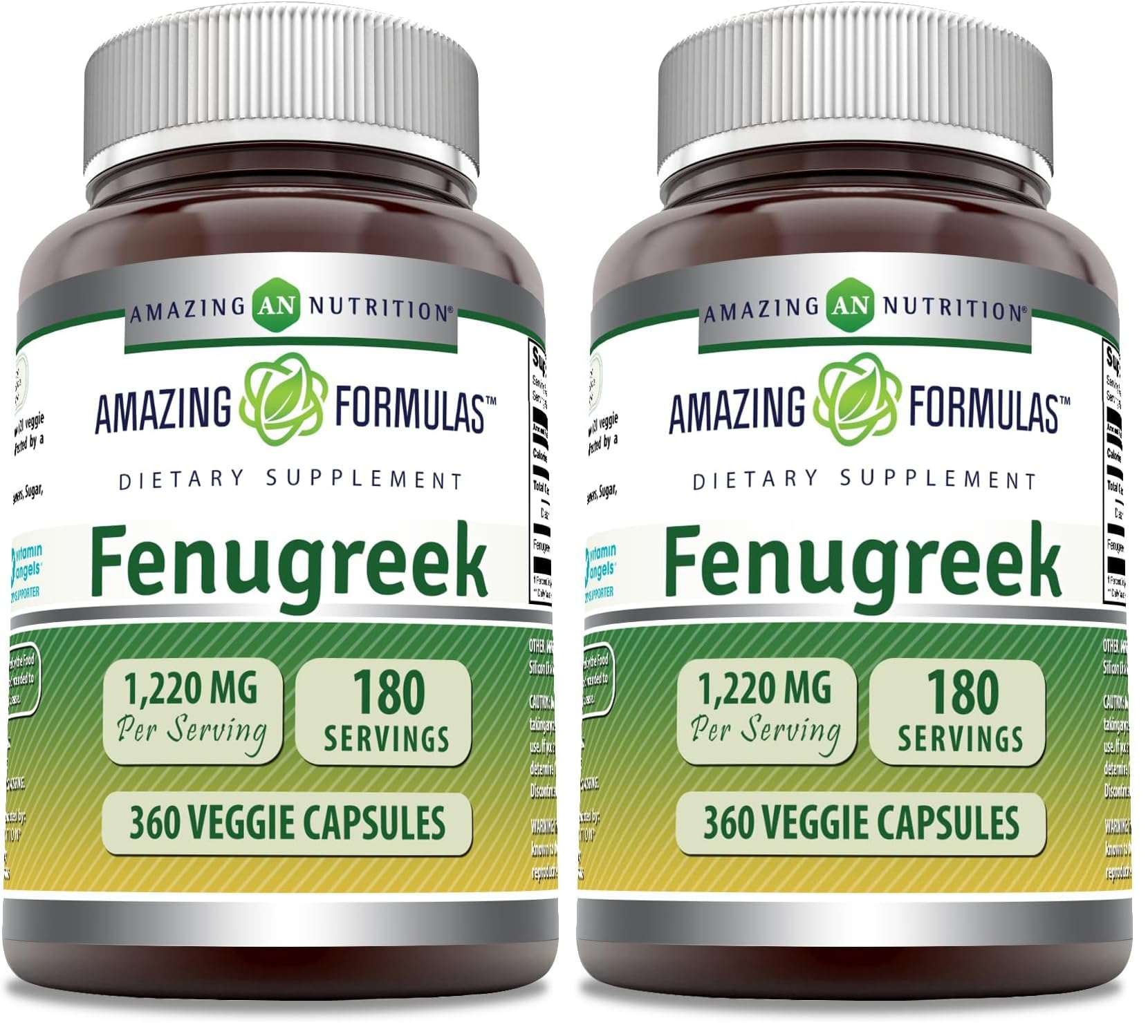 Amazing Formulas Fenugreek Seed Supplement | 610 Mg | 360 Veggie Capsules | Non-GMO | Gluten Free | Made in USA (Pack of 2)