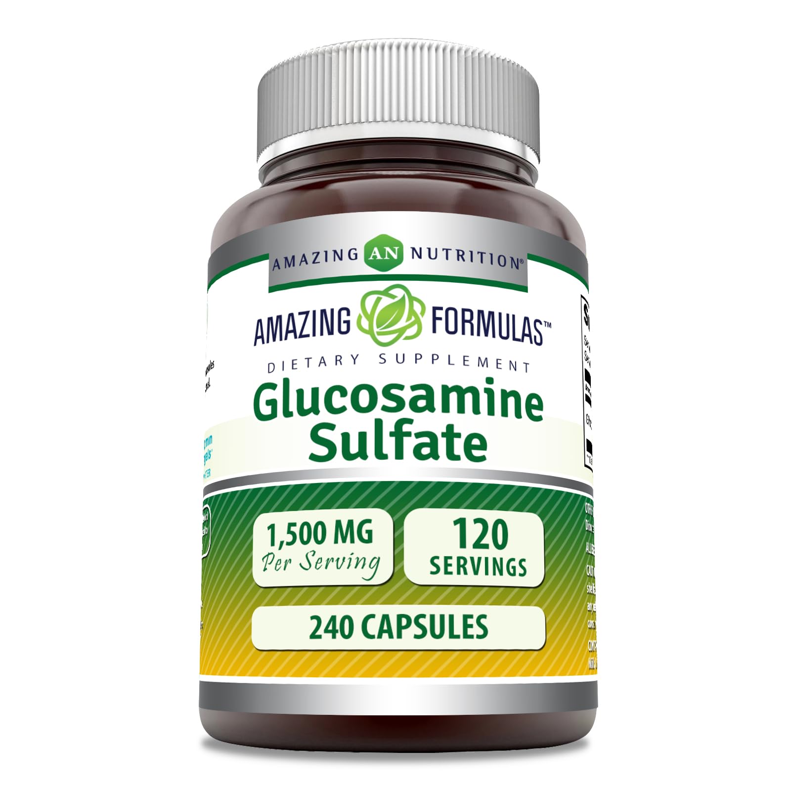 Amazing Formulas Glucosamine Sulfate 1500 mg - 240 Count Capsules | Non-GMO, Gluten Free, Made in USA