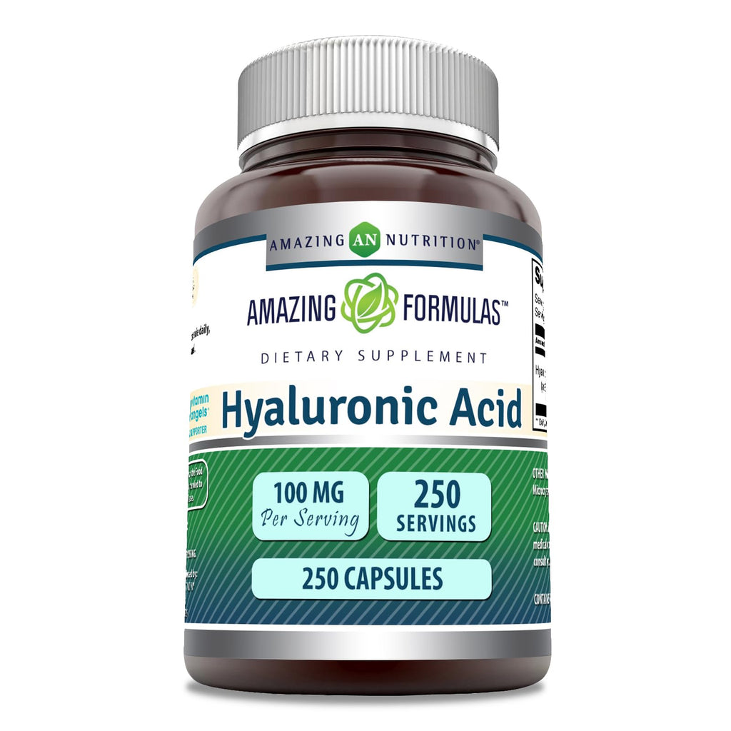 Amazing Formulas Hyaluronic Acid 100mg – 250 Capsules | Non-GMO, Gluten Free, Made in USA