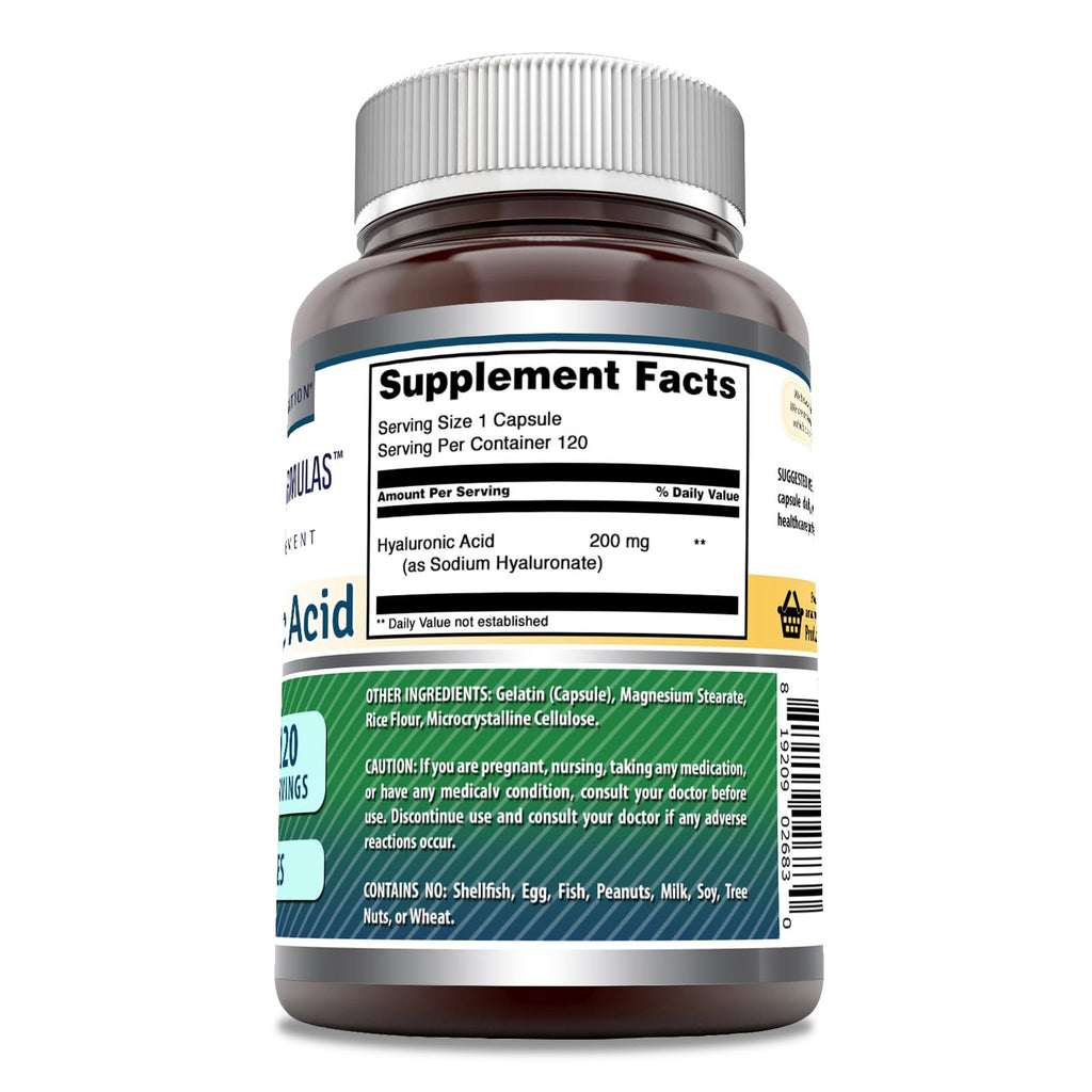 Amazing Formulas Hyaluronic Acid 200mg - 120 Capsules | Non-GMO, Gluten Free, Made in USA