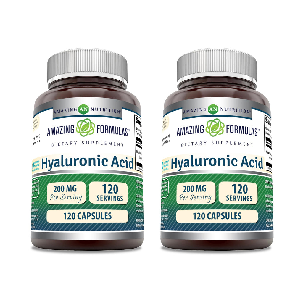 Amazing Formulas Hyaluronic Acid 200 mg – Non-GMO, Gluten Free, Made in USA (120 Count, 2 Pack)