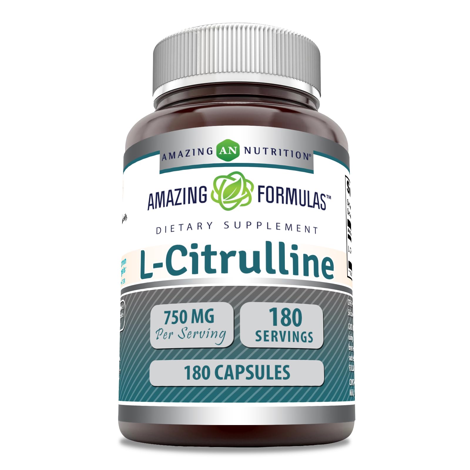 Amazing Formulas L-Citrulline 750 mg | 180 Capsules | Non-GMO & Gluten-Free | Made in USA