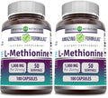 Amazing Formulas L-Methionine 1000 mg - 100 Capsules (Pack of 2) | Non-GMO, Gluten-Free, Made in USA