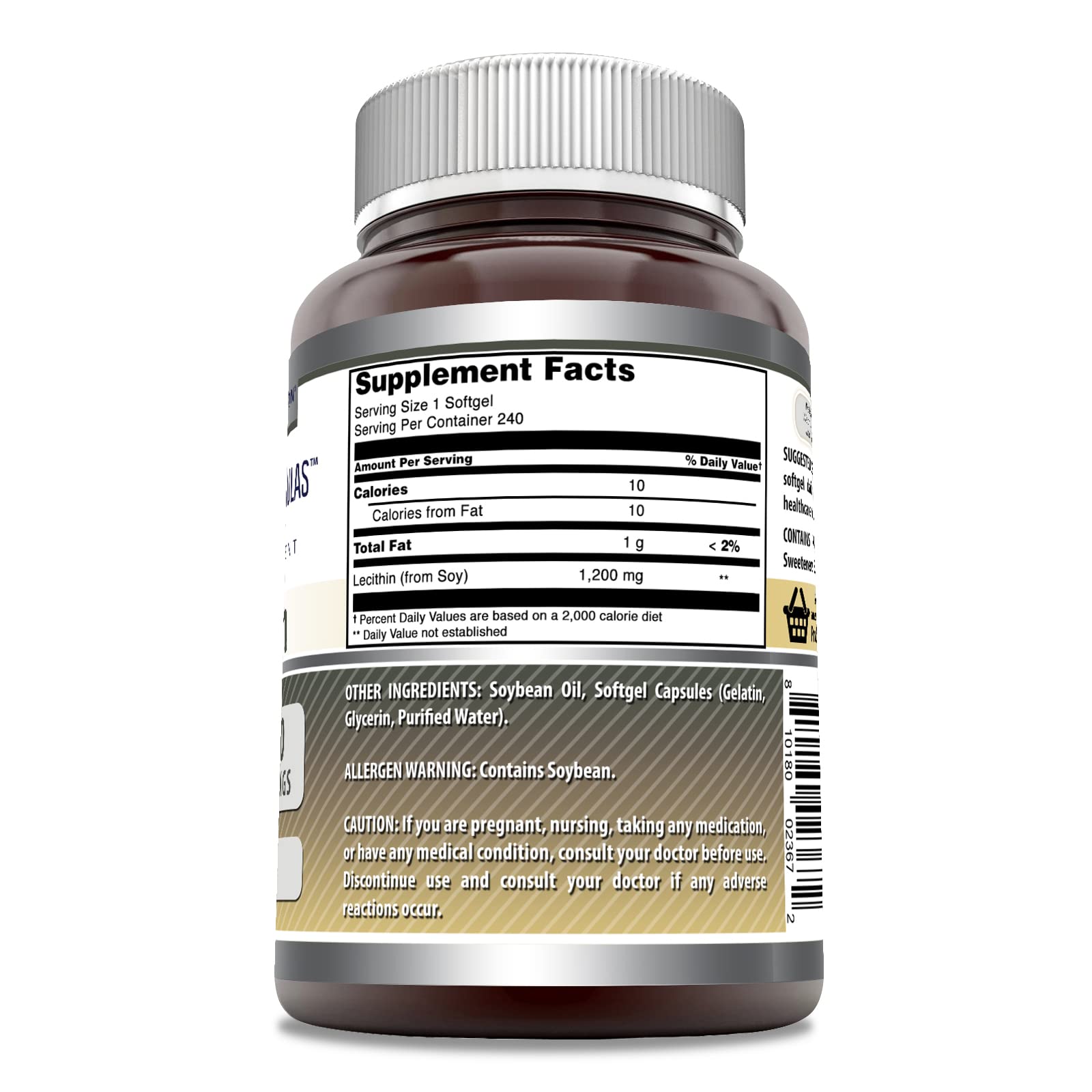 Amazing Formulas Lecithin 1200 mg Softgels – Non-GMO, Gluten-Free, USA Made
