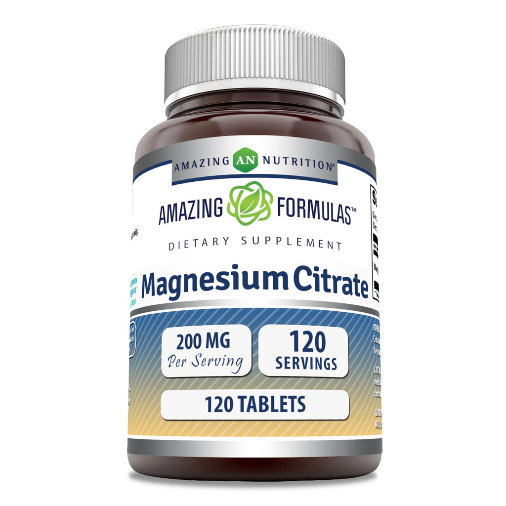 Amazing Formulas Magnesium Citrate 200 mg | 120 Count | Non-GMO, Gluten Free | Made in USA