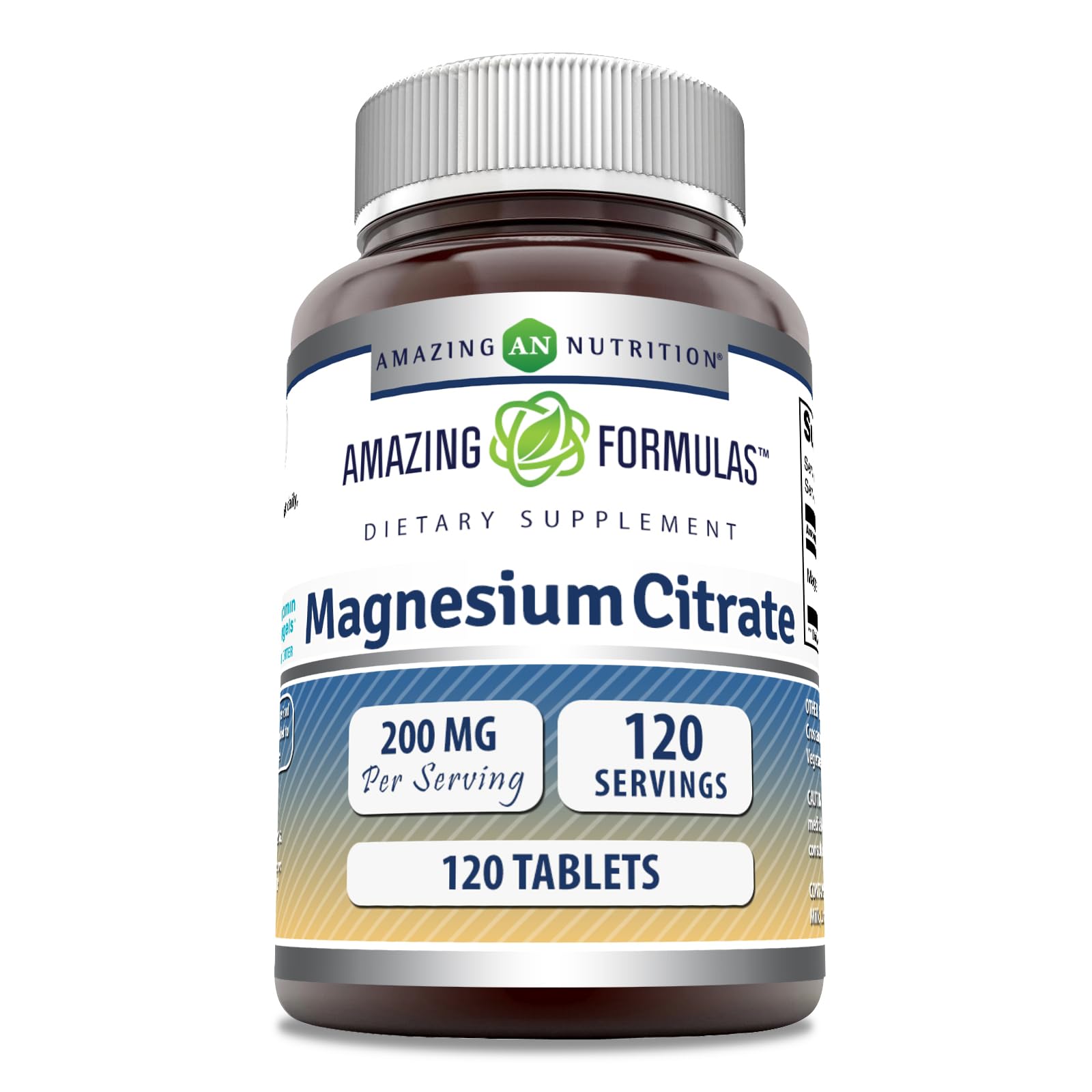 Amazing Formulas Magnesium Citrate 200 mg | 120 Count | Non-GMO, Gluten Free | Made in USA