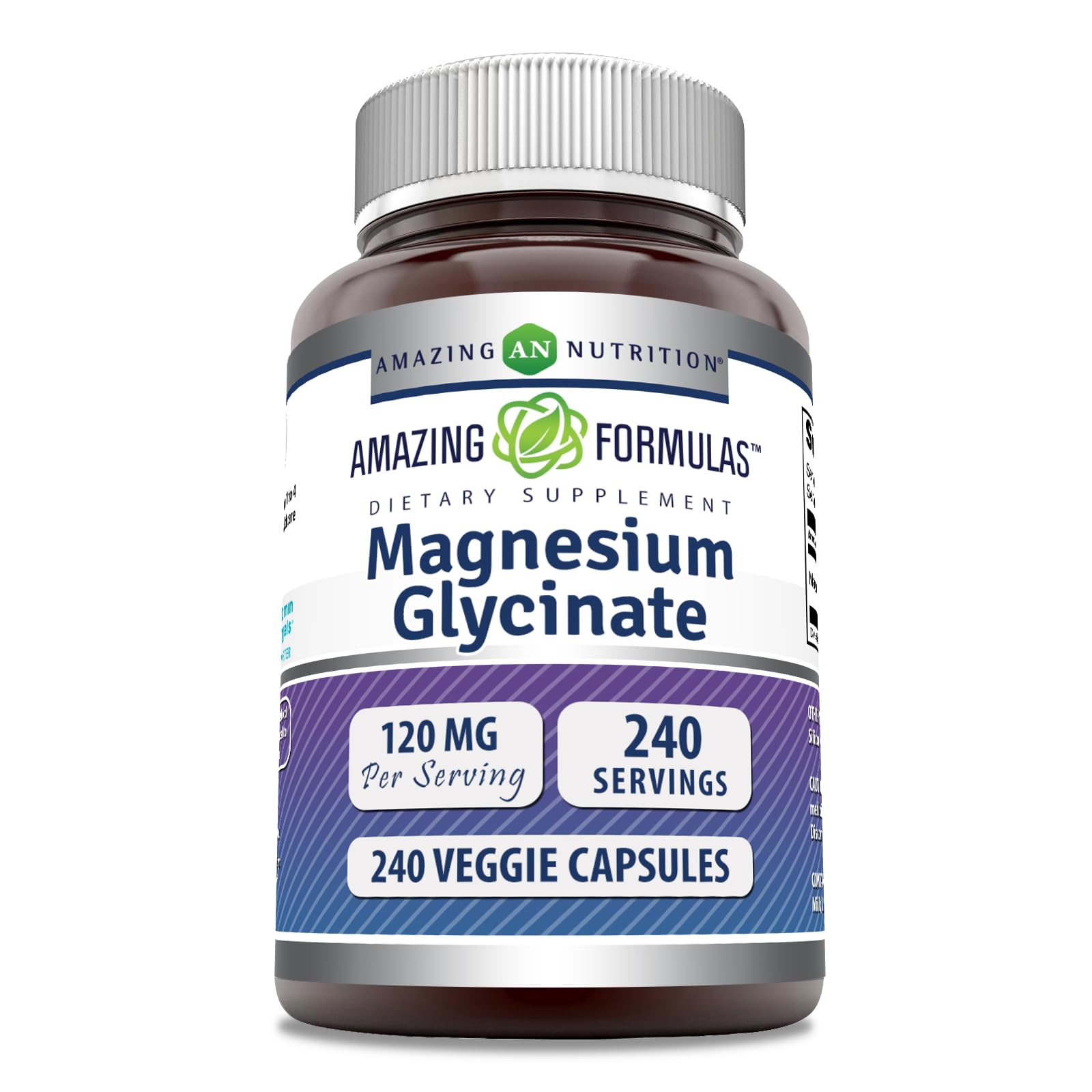Amazing Formulas Magnesium Glycinate 120 mg – Veggie Capsules | Non-GMO | Gluten Free (240 Count)