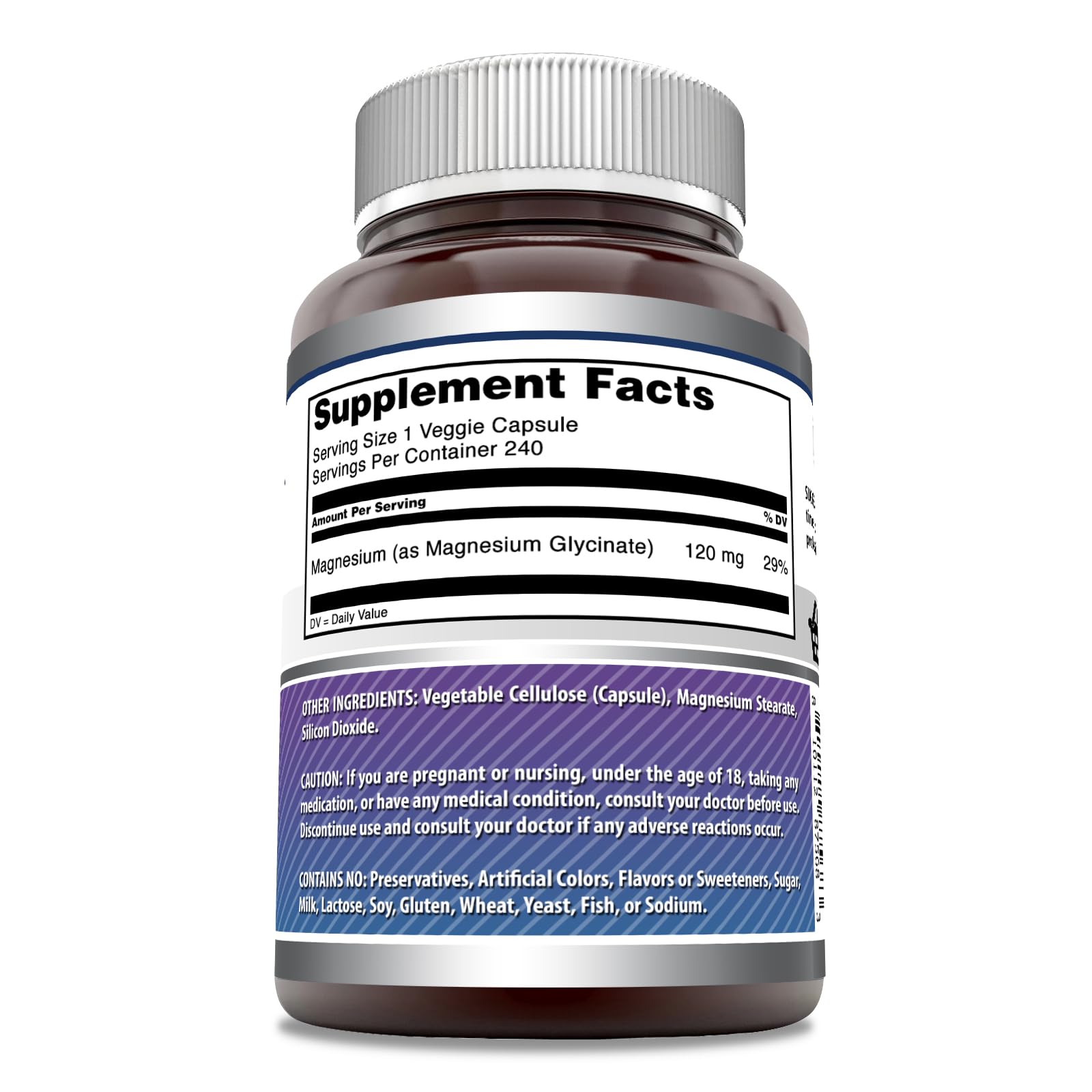 Amazing Formulas Magnesium Glycinate 120 mg – Veggie Capsules | Non-GMO | Gluten Free (240 Count)