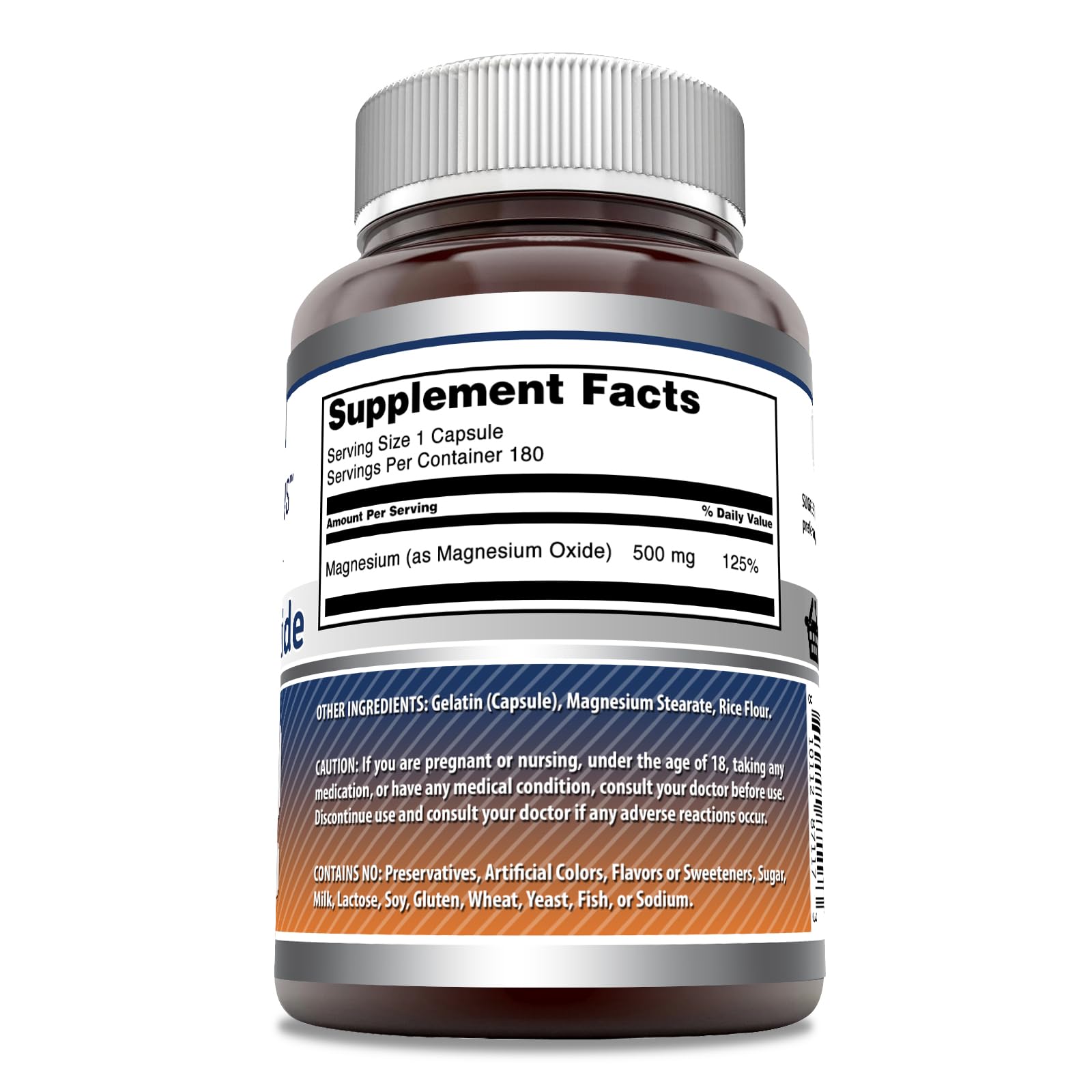 Amazing Formulas Magnesium Oxide 500 mg – 180 Capsules | Non-GMO, Gluten-Free | Made in USA