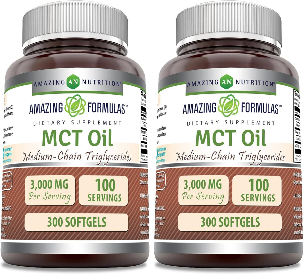 Amazing Formulas MCT Oil Softgels – 1000 Mg per Serving, Non-GMO, Gluten-Free, Made in USA (2 Pack, 300 Count)