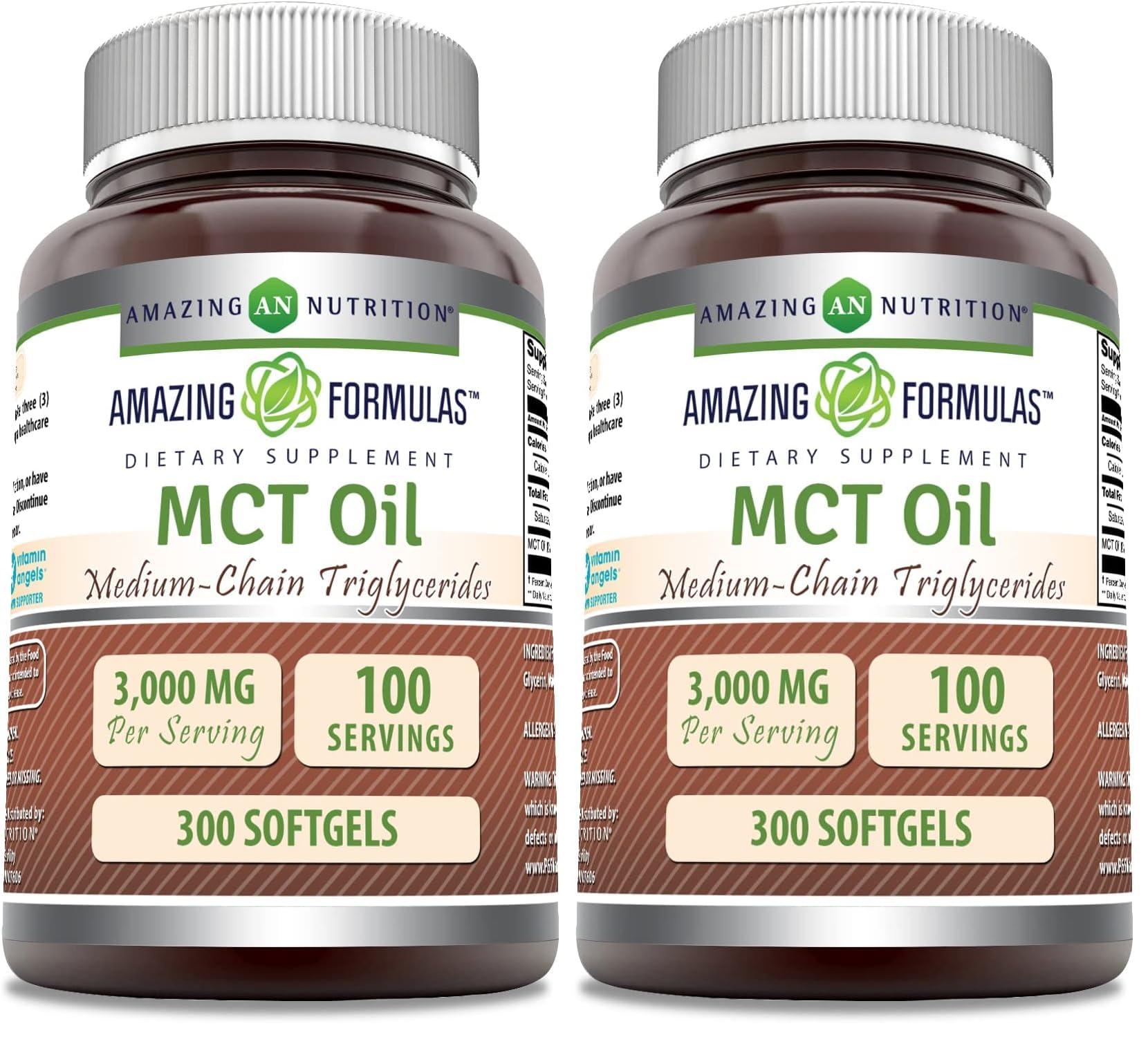 Amazing Formulas MCT Oil Softgels – 1000 Mg per Serving, Non-GMO, Gluten-Free, Made in USA (2 Pack, 300 Count)