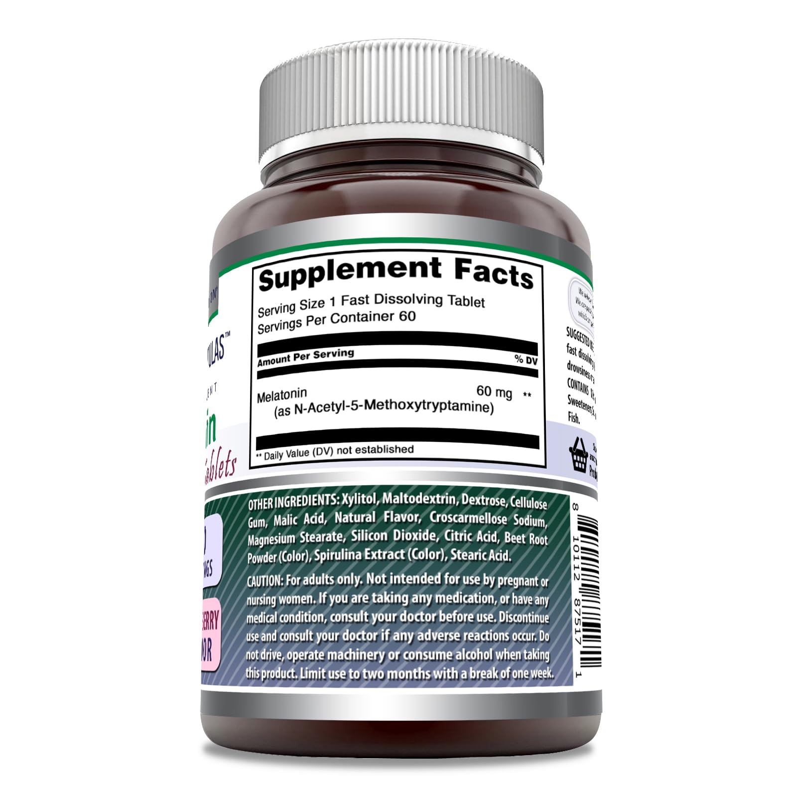 Melatonin Fast Dissolving Supplement 60 mg – Mixed Berry | 60 Tablets | Non-GMO, Gluten Free | Made in USA (Pack of 2) | Amazing Formulas