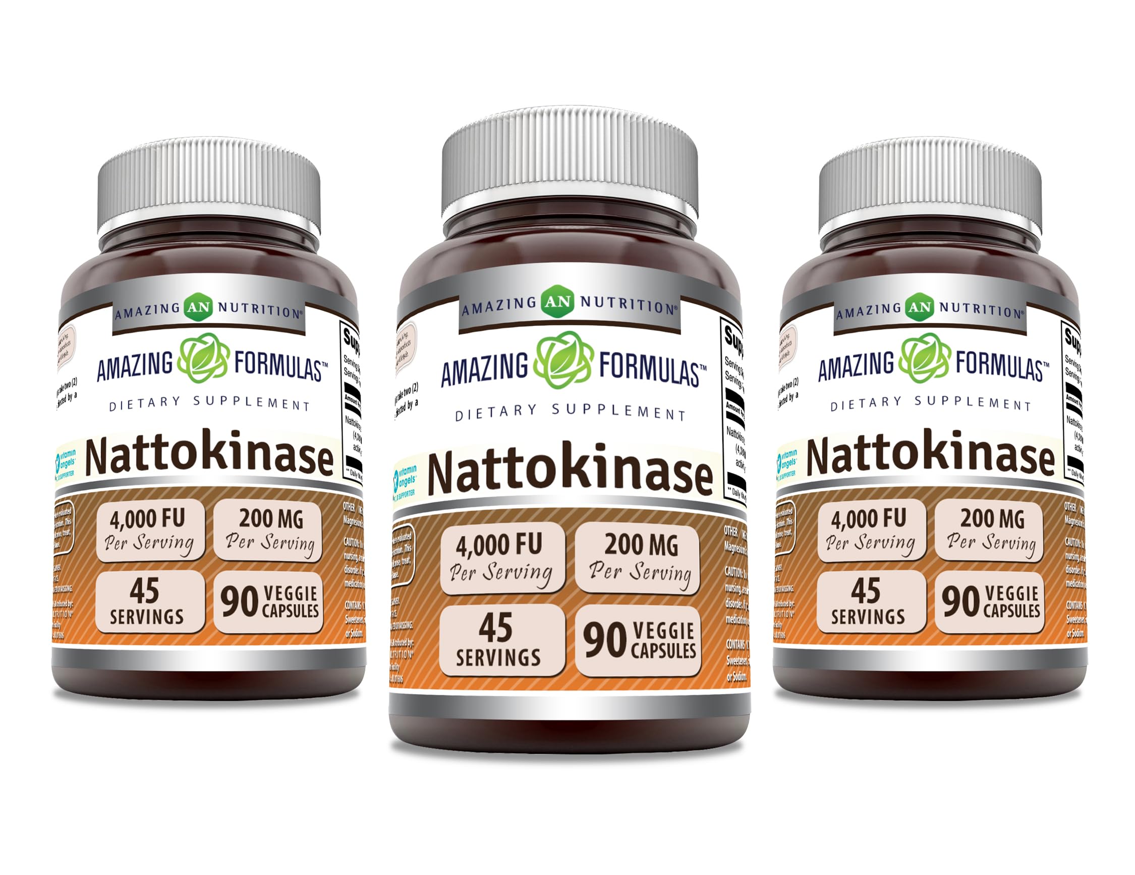 Amazing Formulas Nattokinase 100 mg Veggie Capsules | 2000 FU Enzyme Activity | Non-GMO, Gluten Free | Made in USA | 90 Count (3 Pack)