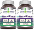 Amazing Formulas Pterostilbene Supplement - 100 mg per Serving, 60 Capsules, Non-GMO, Gluten Free, Made in USA (Pack of 2)