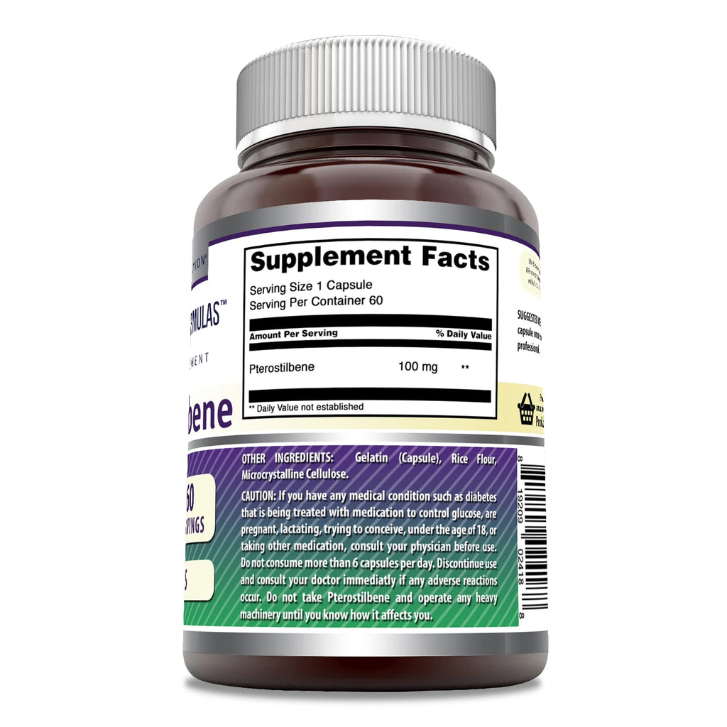 Amazing Formulas Pterostilbene Supplement - 100 mg per Serving, 60 Capsules, Non-GMO, Gluten Free, Made in USA (Pack of 2)