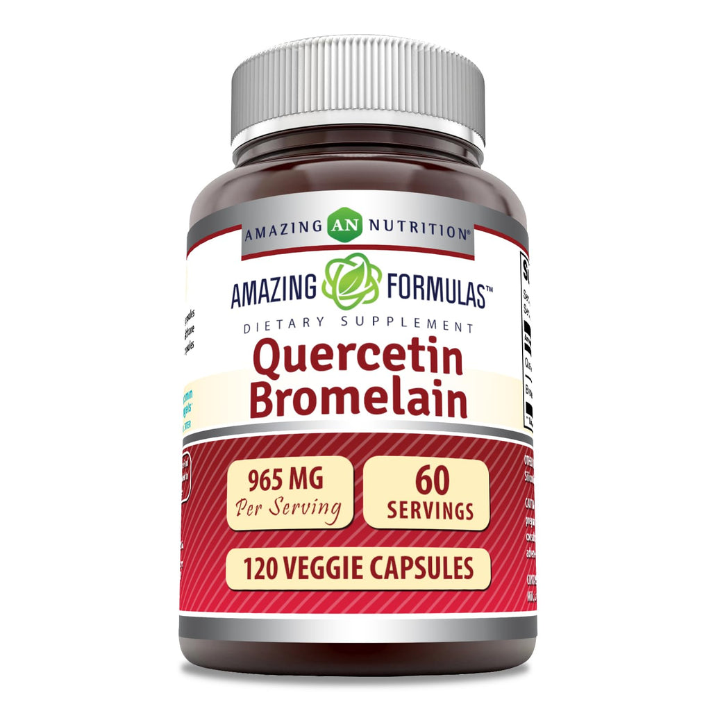 Amazing Formulas Quercetin 800mg with Bromelain 165mg – 120 Veggie Capsules | Non-GMO, Gluten Free, Made in USA