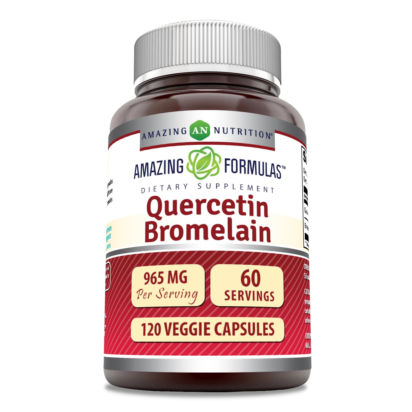 Amazing Formulas Quercetin 800mg with Bromelain 165mg – 120 Veggie Capsules | Non-GMO, Gluten Free, Made in USA