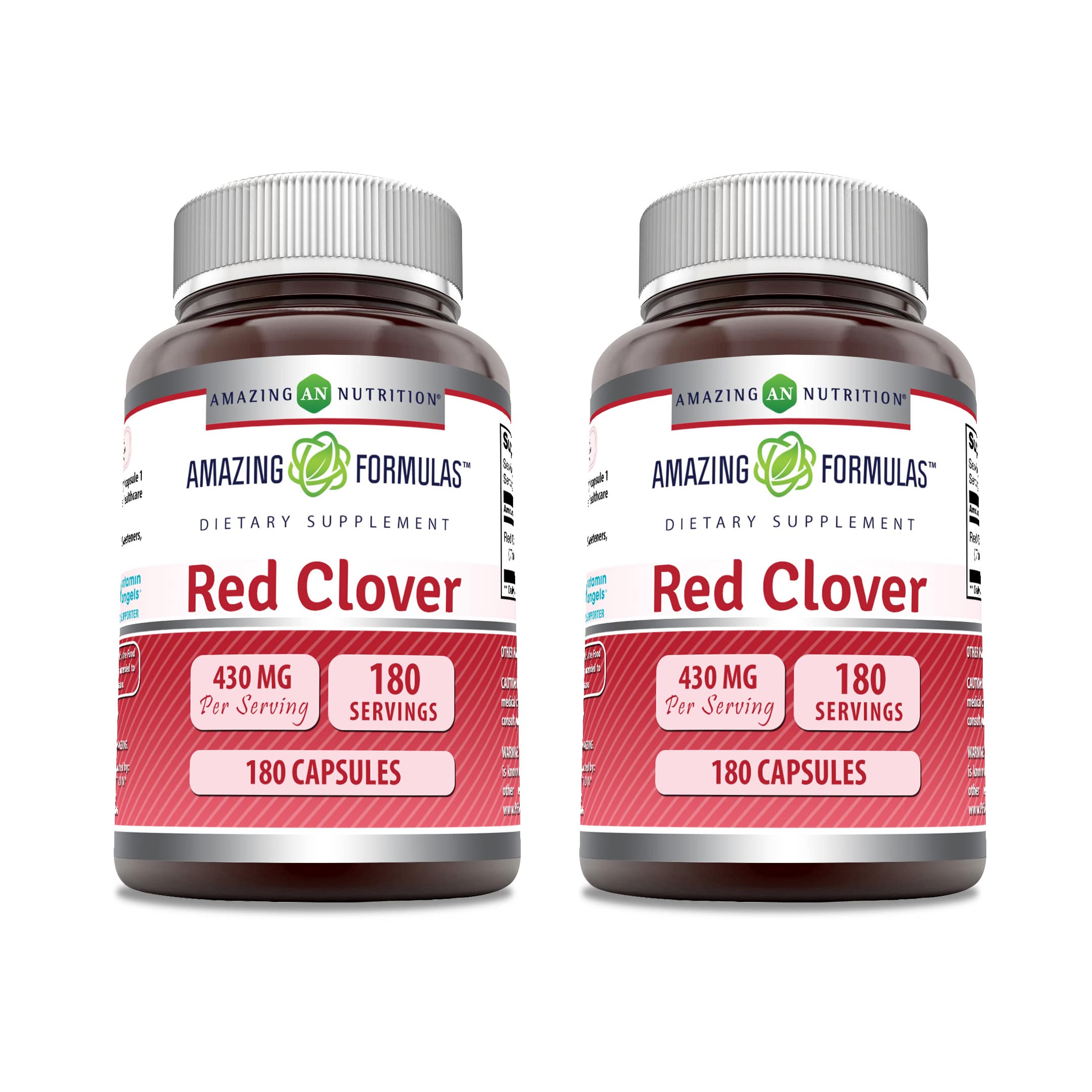Amazing Formulas Red Clover Supplement – 430 mg, 2-Pack, Non-GMO, Gluten Free
