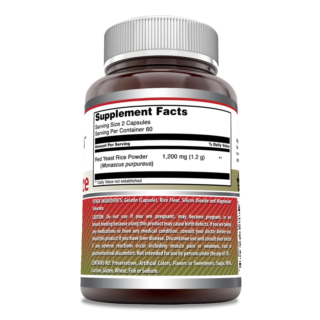 Amazing Formulas Red Yeast Rice 1200mg | Non-GMO, Gluten Free | Made in USA | 120 Count