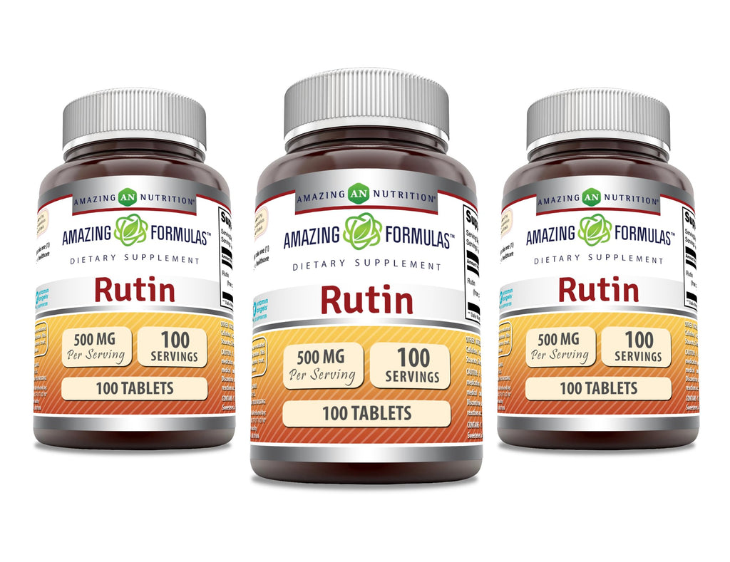 Amazing Formulas Rutin Supplement – 500 mg, 100 Count, 3 Pack, Made in USA