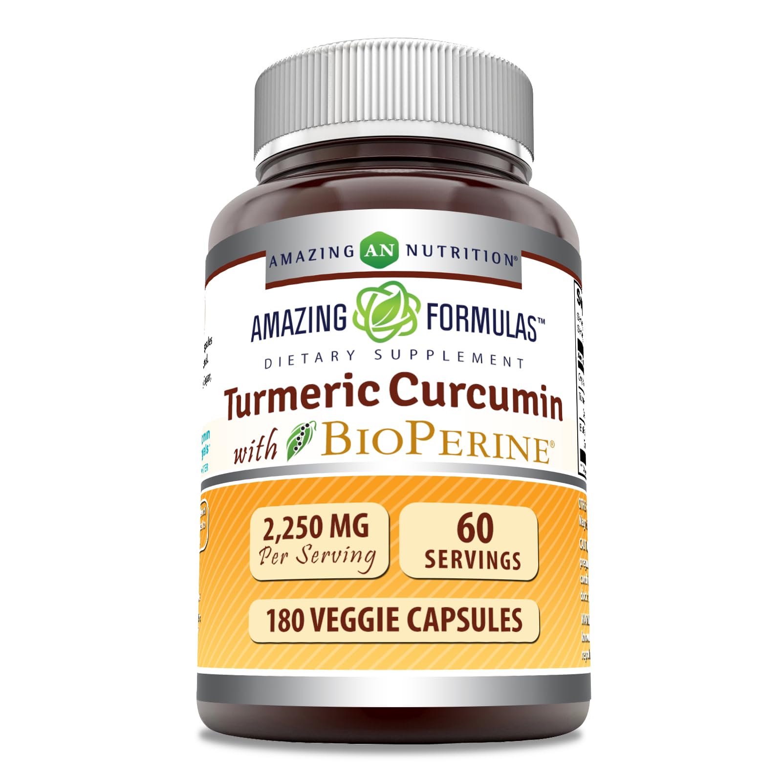 Amazing Formulas Turmeric Curcumin with Bioperine – 2250 Mg/Serving, 180 Count, Made in USA