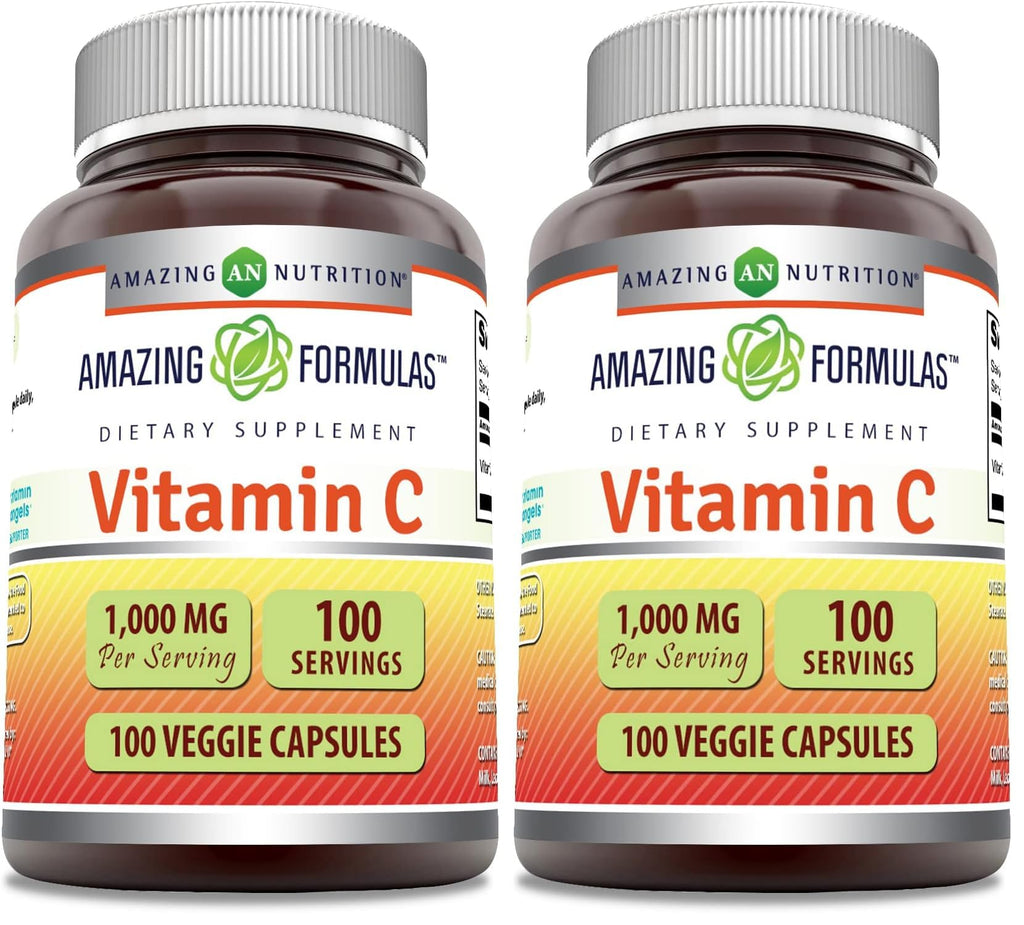 Amazing Formulas Vitamin C 1000 mg Veggie Capsules – Non-GMO, Gluten-Free