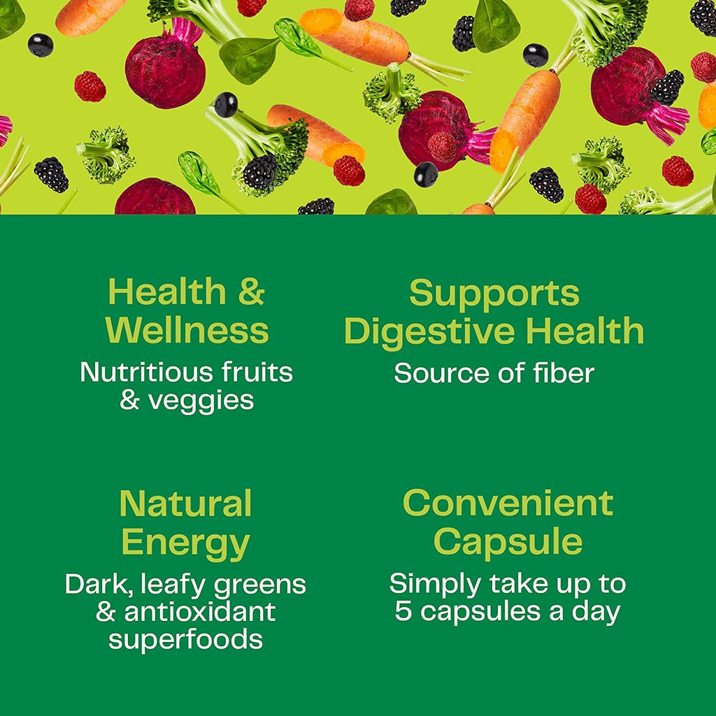 Amazing Grass Greens Blend Superfood Capsules – 150 Count, Organic Spirulina & Probiotics