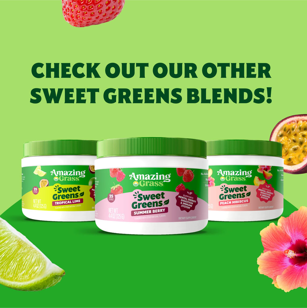 Amazing Grass Sweet Greens & Superfoods Powder – Summer Berry (30 Servings) with Probiotics