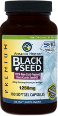 Amazing Herbs Black Seed Oil Pills 1250mg | 100 Softgel Capsules | Cold-Pressed, Non-GMO