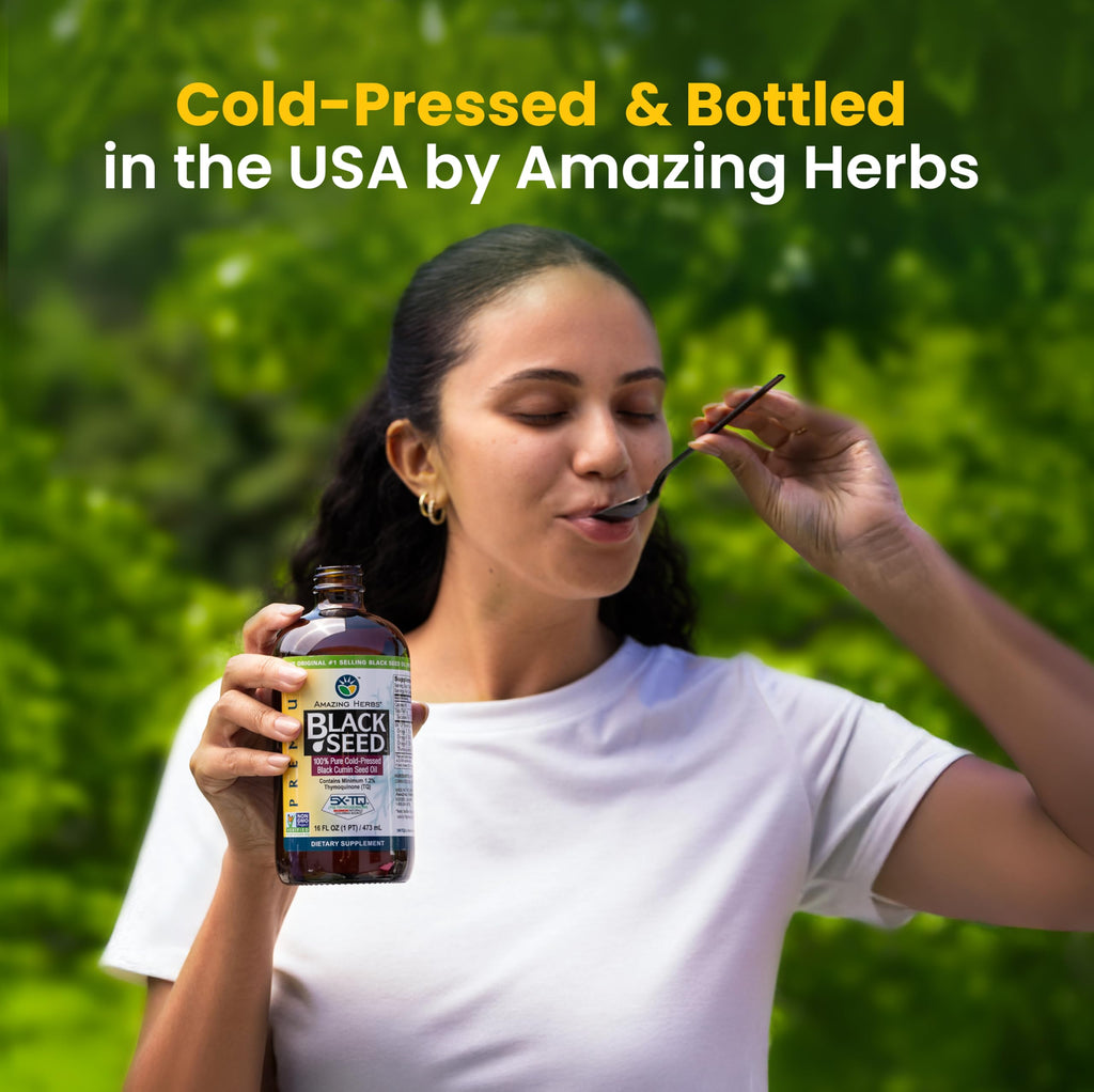 Amazing Herbs Premium Black Seed Oil – Gluten Free, Non-GMO, Cold Pressed Nigella Sativa – 16 Fl Oz (Pack of 2)