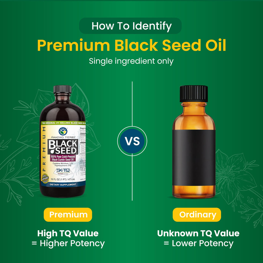 Amazing Herbs Premium Black Seed Oil - Gluten Free, Non-GMO, Cold-Pressed Nigella Sativa (16 oz x 2)